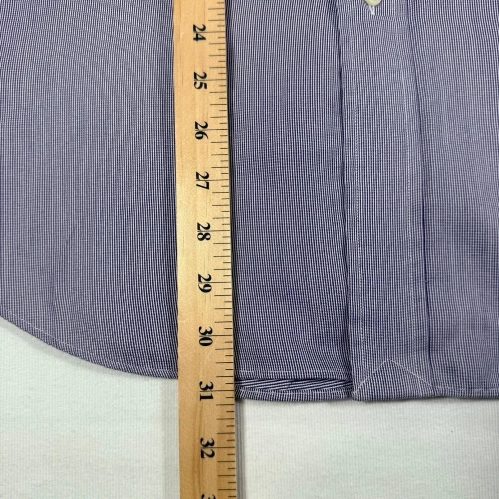Polo Ralph Lauren Philip Dress Shirt 16 34 Purple White Micro Stripe French Cuff
